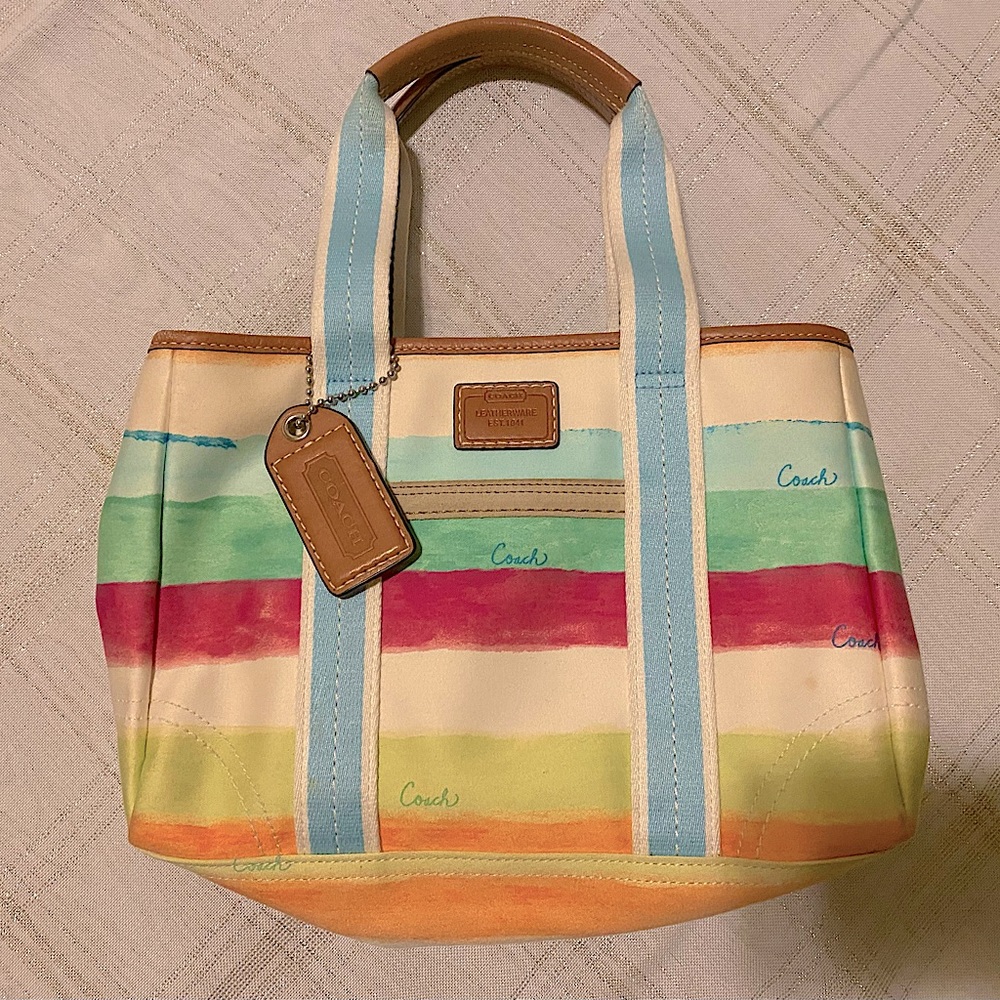 Vintage Y2K Coach White/Sunset Stripe Shoulder Bag